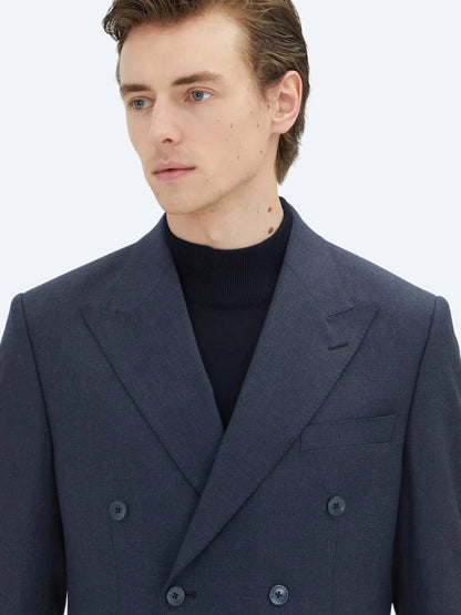 Marineblauer Micro Modern Fit Anzug aus Wollmischung