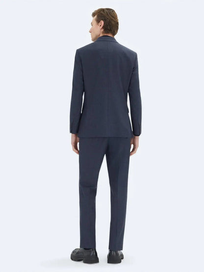 Marineblauer Micro Modern Fit Anzug aus Wollmischung