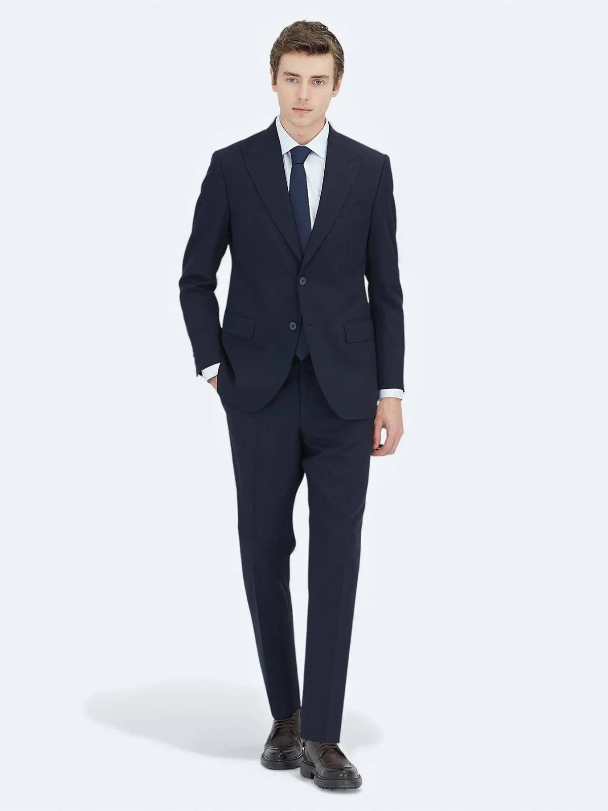 Marineblau Modern Fit Wollanzug