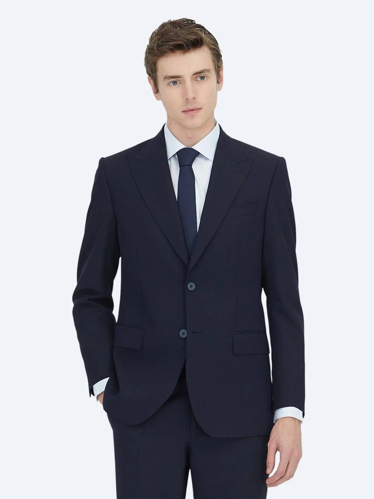 Marineblau Modern Fit Wollanzug