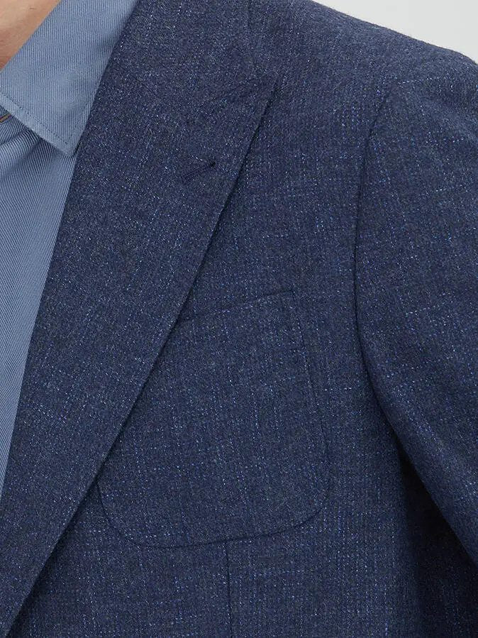 Marineblaue gemusterte Wohlfühl-Wolljacke