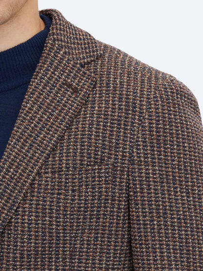 Marineblau gemusterte Modern Fit Baumwollmischungsjacke