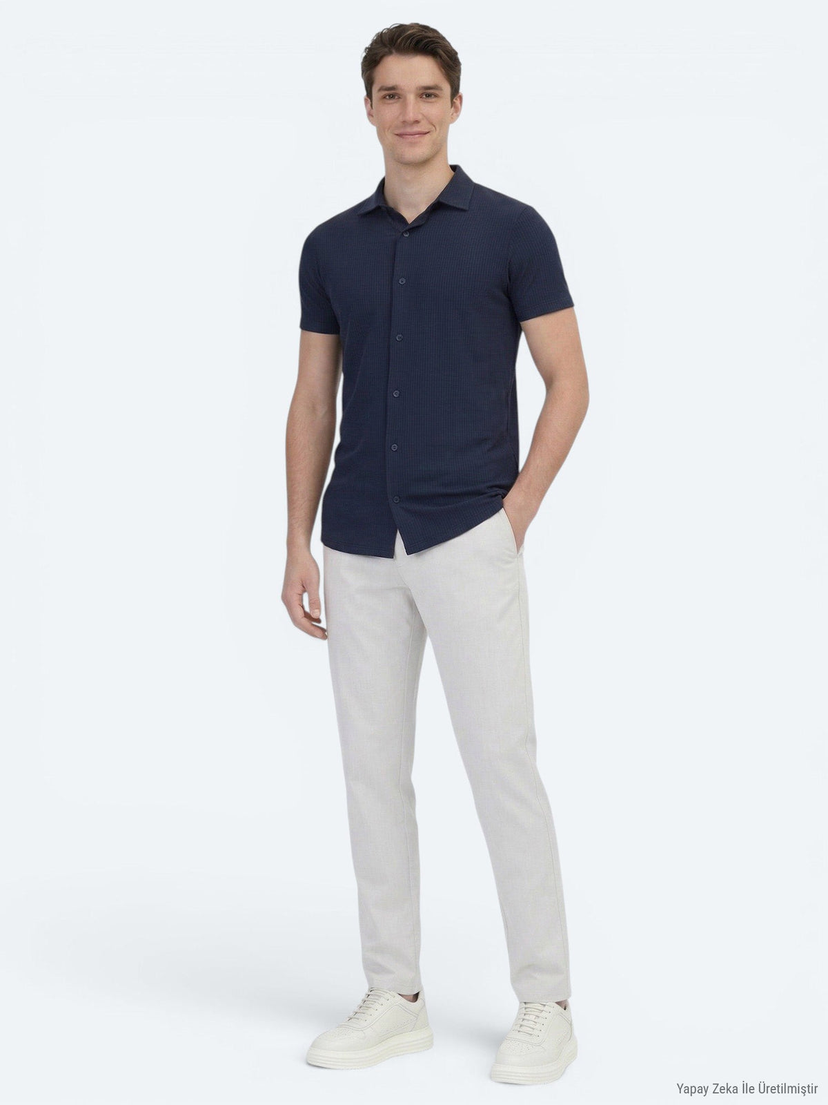 KİP Gemustertes Regular Fit Freizeithemd Navy blue