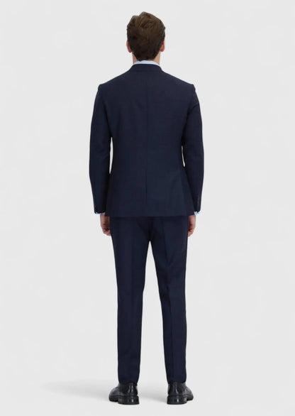 Marineblauer, gemusterter Zeroweight Slim Fit Anzug aus 100 % Wolle