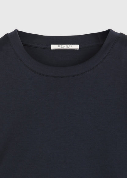 Marineblaues schlichtes 100% Baumwoll-T-Shirt