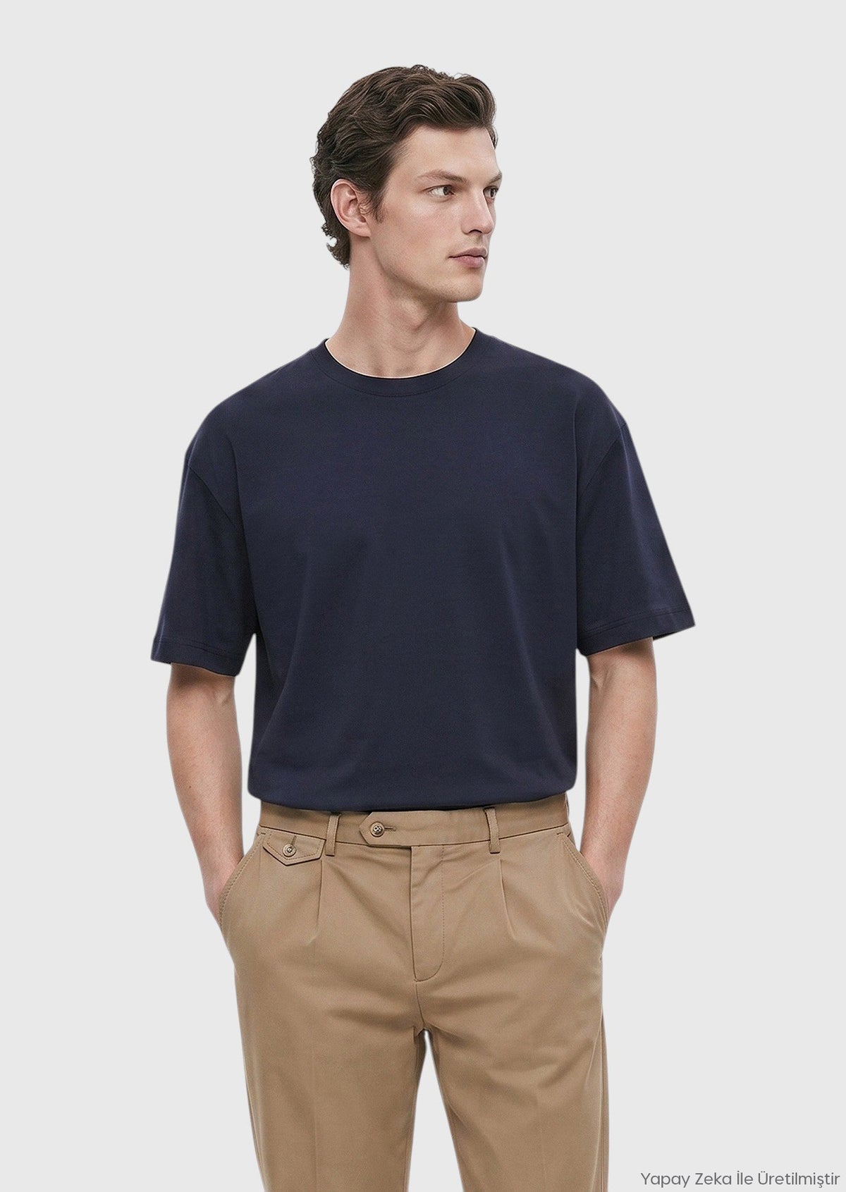 Marineblaues schlichtes 100% Baumwoll-T-Shirt