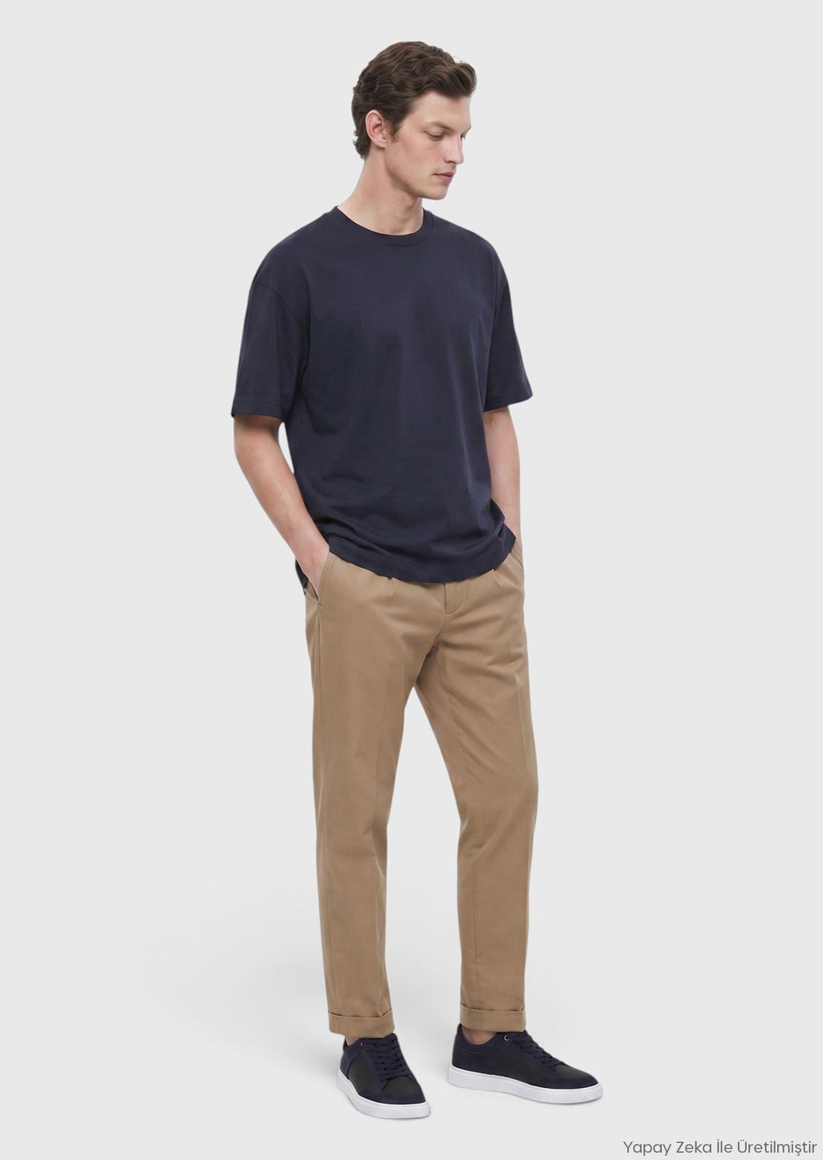 Marineblaues schlichtes 100% Baumwoll-T-Shirt