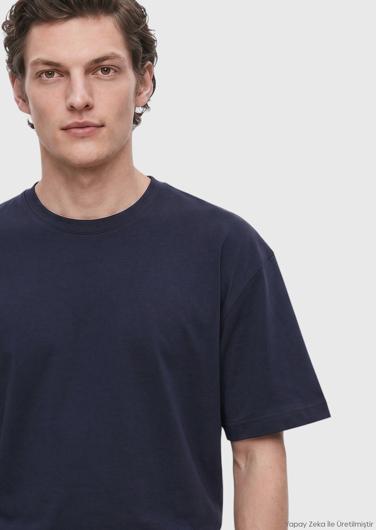 Ramsey Marineblaues schlichtes 100% Baumwoll-T-Shirt