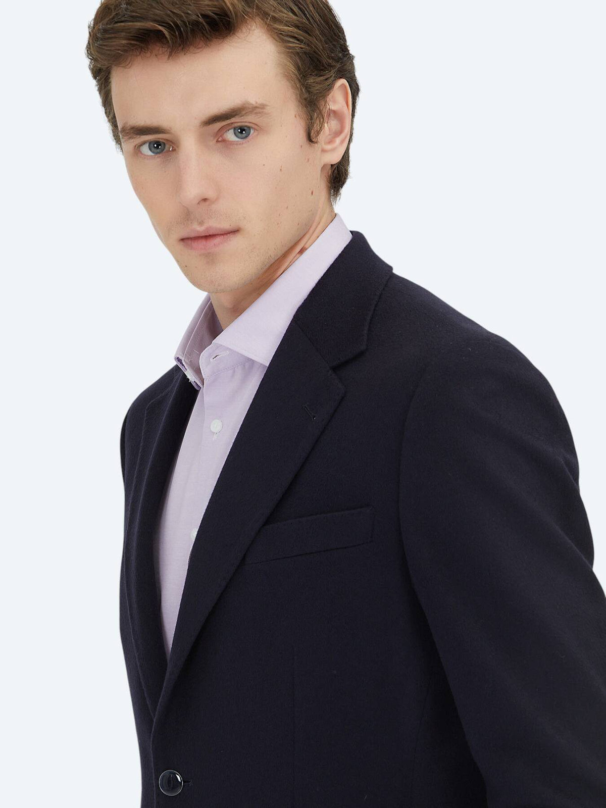Marineblaue moderne Wollmischjacke