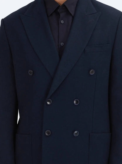 Marineblaue schlichte Wollmischjacke
