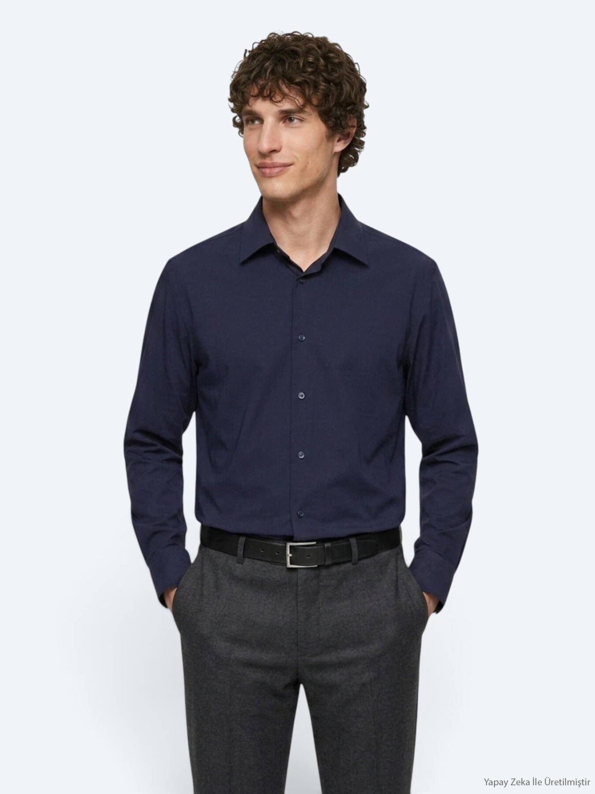 Marineblaues Freizeitstrickshirt Regular Fit
