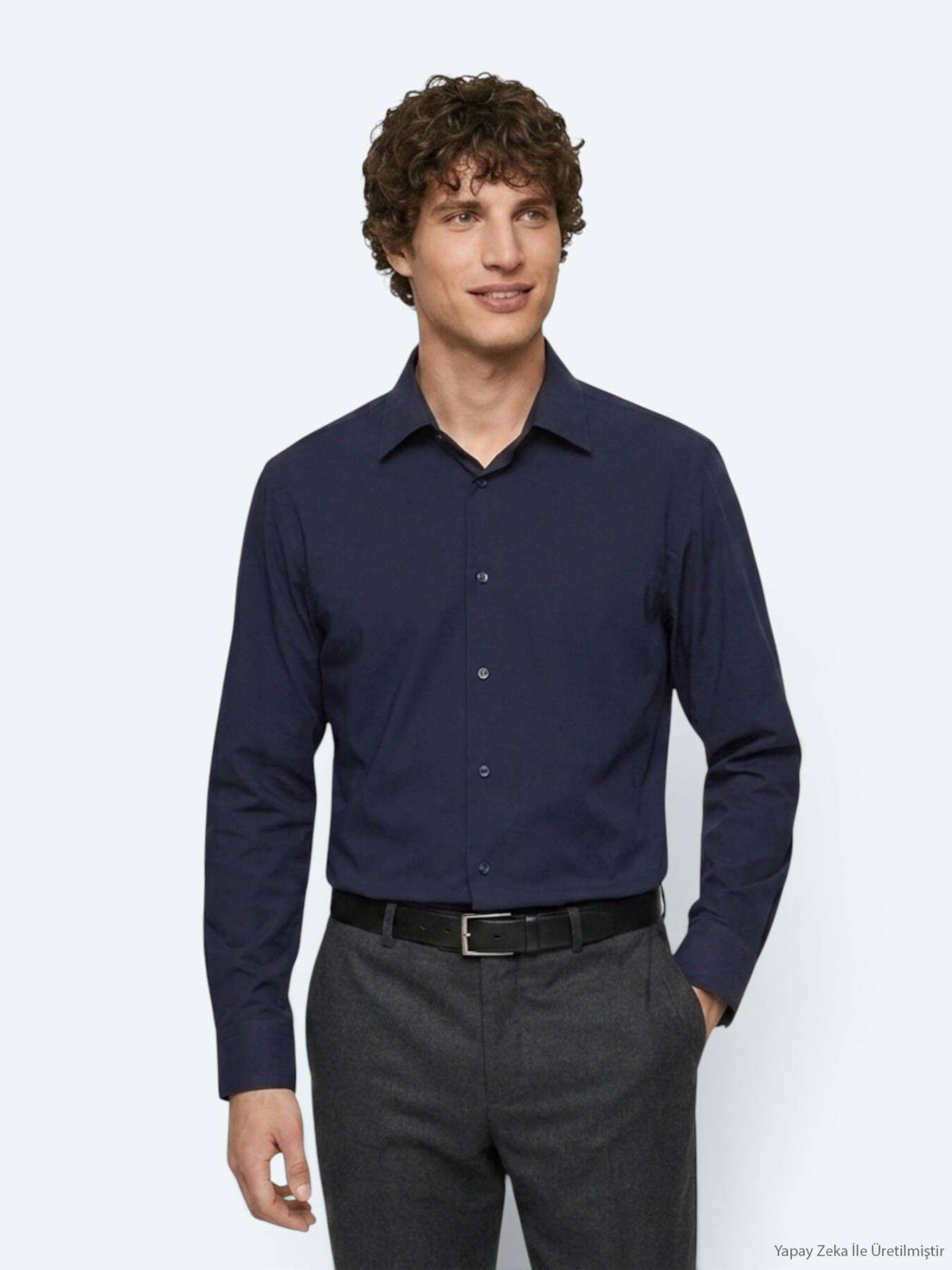 Marineblaues Freizeitstrickshirt Regular Fit
