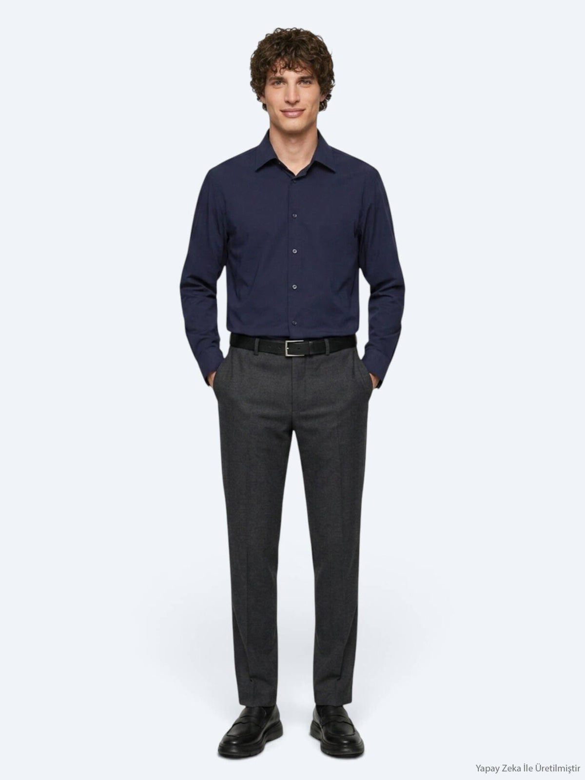Marineblaues Freizeitstrickshirt Regular Fit