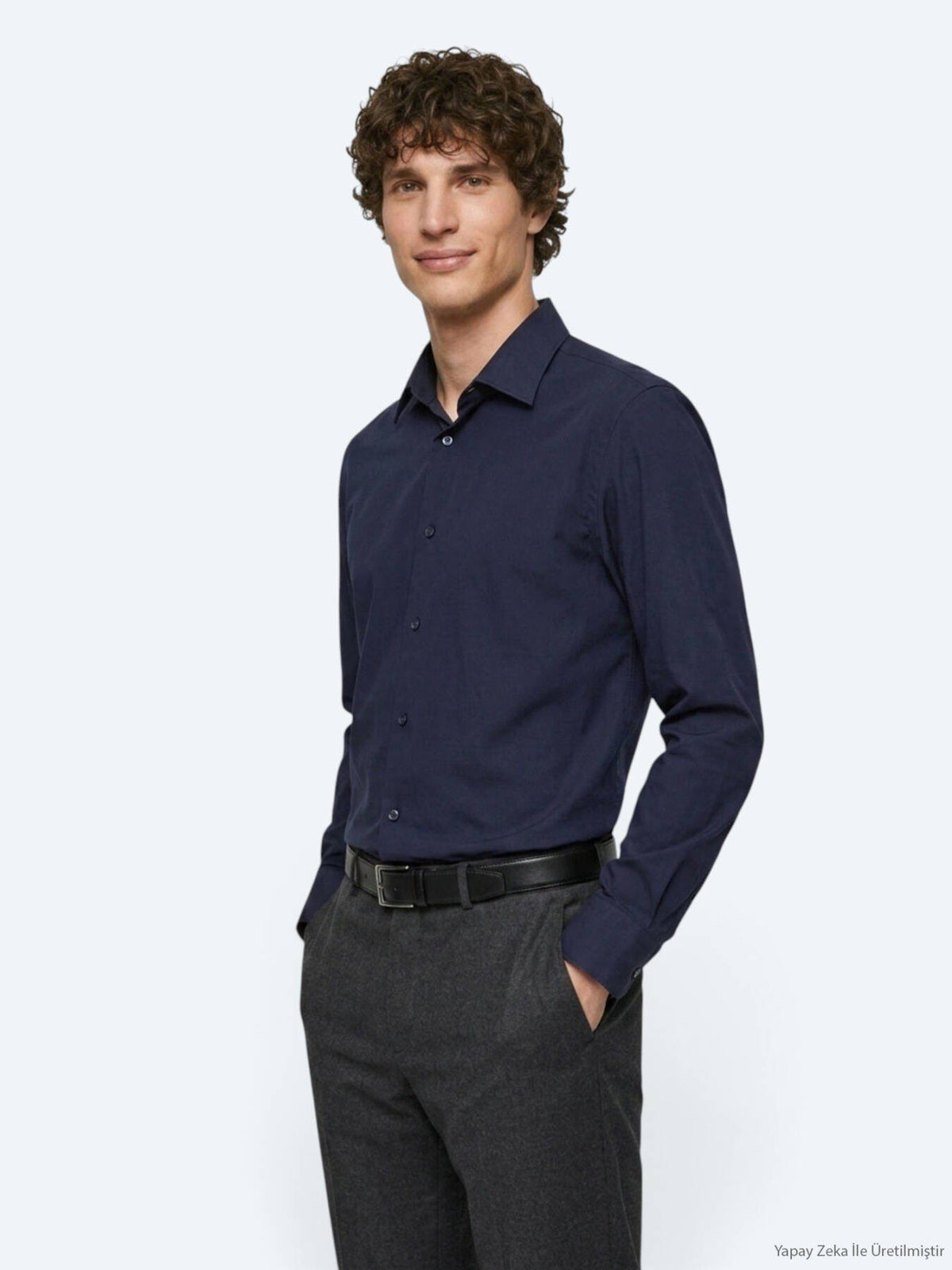 Marineblaues Freizeitstrickshirt Regular Fit