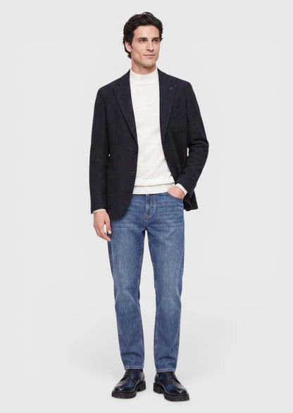 Marineblaues Hemd Schulter Slim Fit Wolljacke
