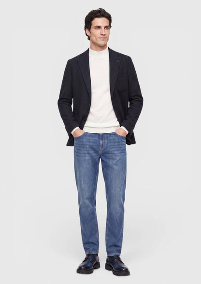 Marineblaues Hemd Schulter Slim Fit Wolljacke