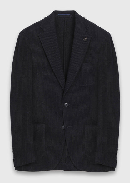 Marineblaues Hemd Schulter Slim Fit Wolljacke