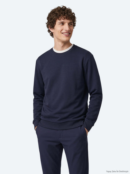 Marineblaues schlichtes Sweatshirt