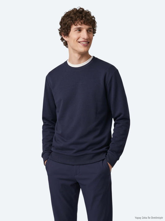 Marineblaues schlichtes Sweatshirt