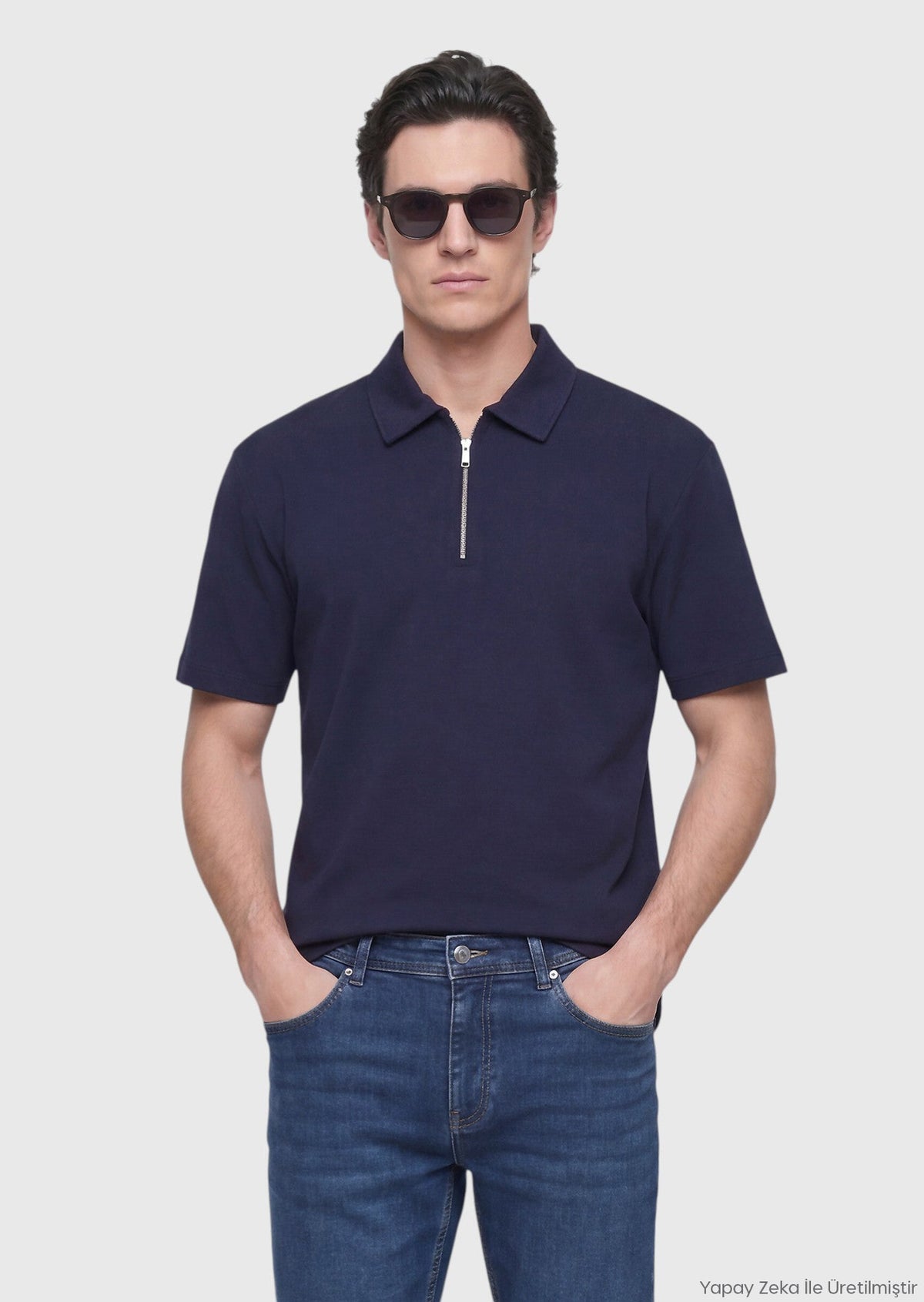 Marineblaues schlichtes T-Shirt