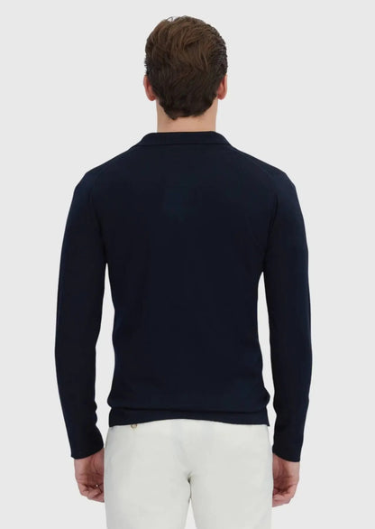 Marineblaue Strickjacke mit Rollkragen aus Wollmischung