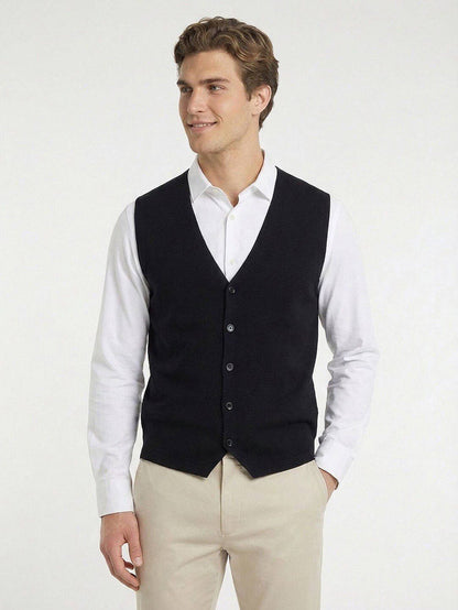 Marineblaues Herren Strickweste