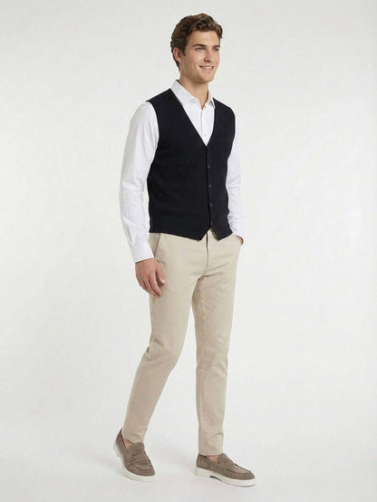 Marineblaues Herren Strickweste