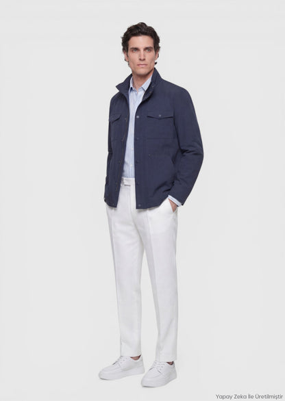 Marineblauer Regular Fit Freizeittechnikkab.