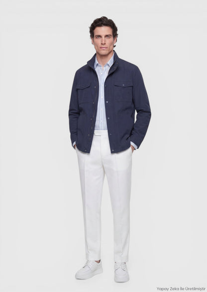 Marineblauer Regular Fit Freizeittechnikkab.