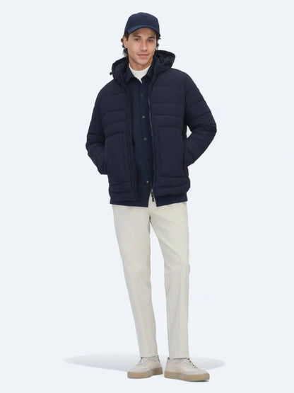 Marineblauer Regular Fit Kapuzenmantel