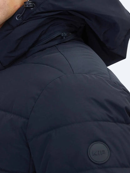 Marineblauer Regular Fit Kapuzenmantel
