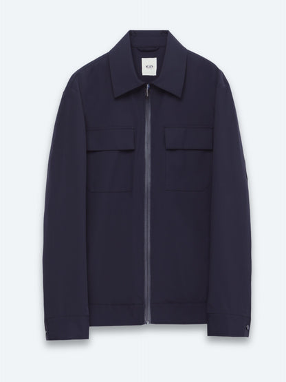 Marineblaues Regular Fit Hemdkragen Freizeitjacke