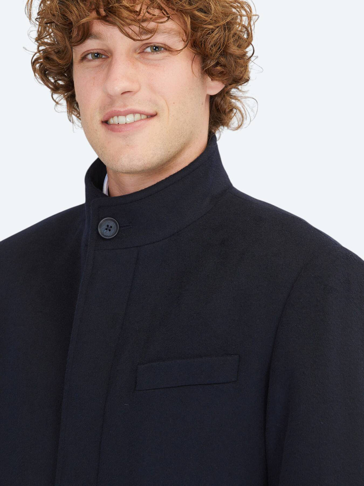 Marineblauer Regular Fit Rollkragenmantel