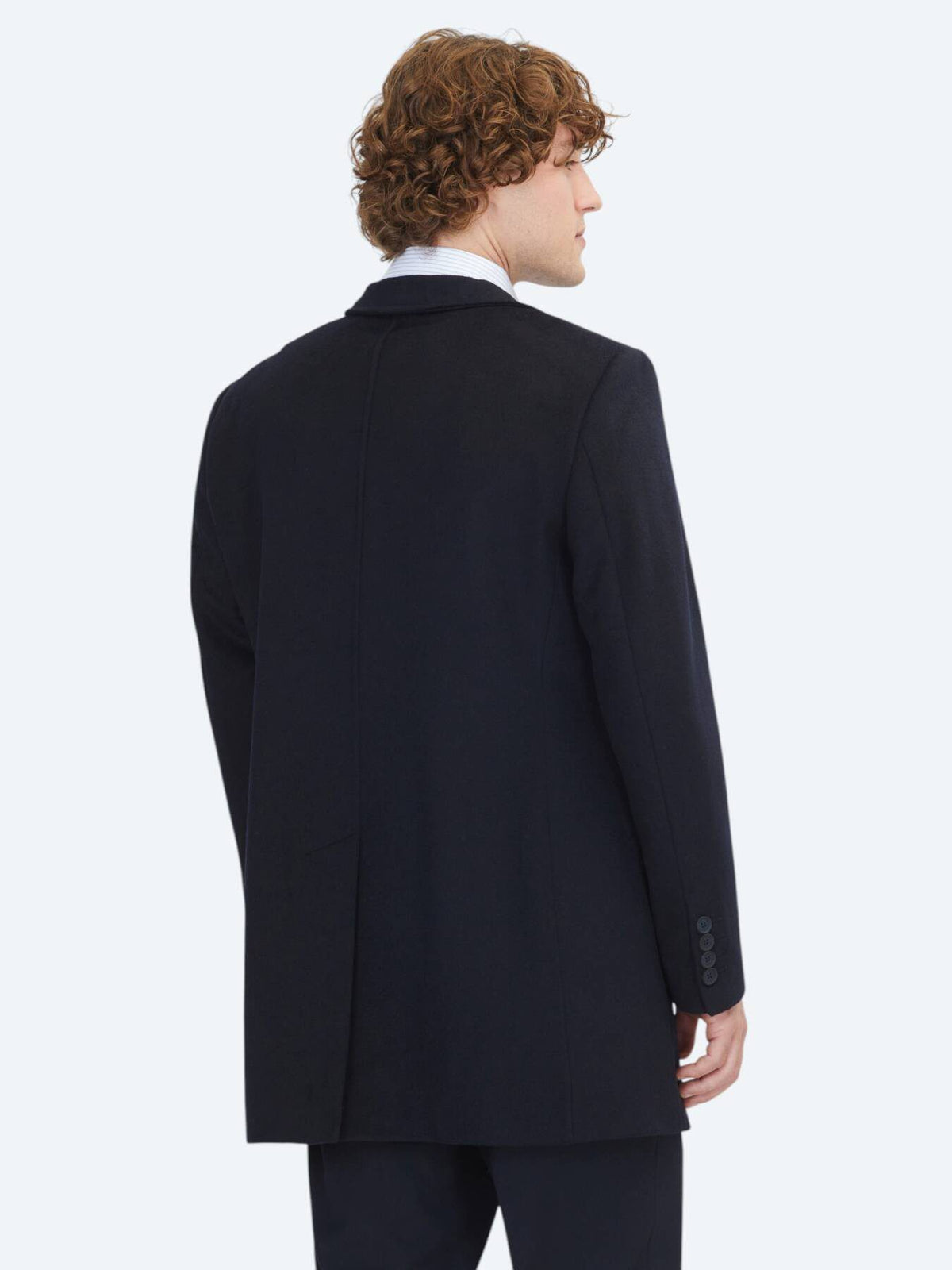 Marineblauer Regular Fit Rollkragenmantel