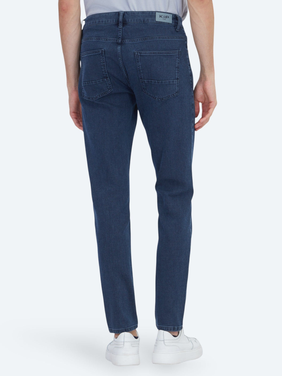 Marineblaue Velours Jeanshose, Slim Fit