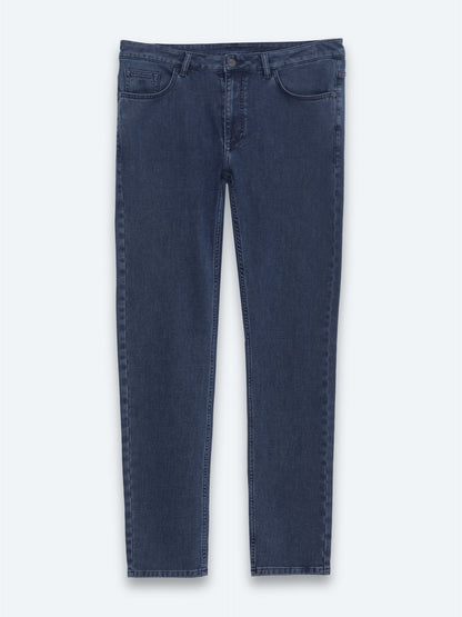 Marineblaue Velours Jeanshose, Slim Fit