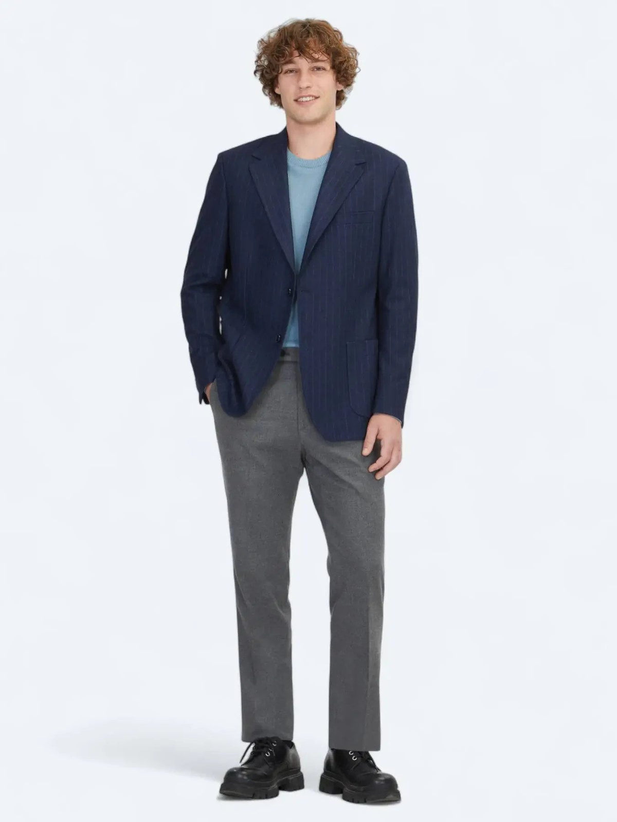 Marineblau gestreifte Komfortjacke