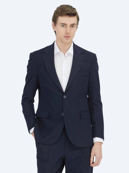 Marineblaue gestreifte Modern Fit Anzug