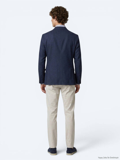 Marineblauer gestreifter Blazer Regular Fit