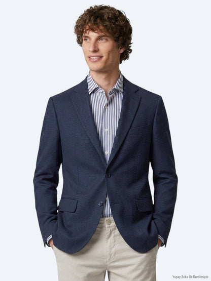 Marineblauer gestreifter Blazer Regular Fit