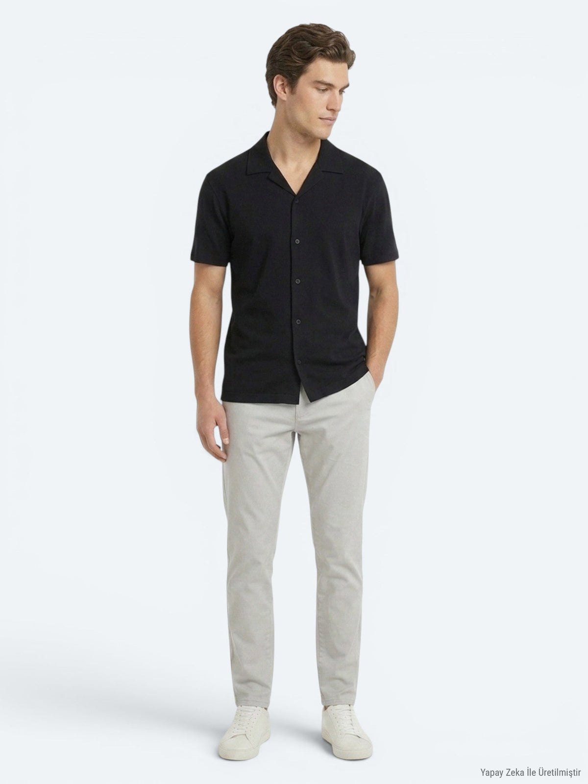 Marineblaue gestreifte Baumwollshirt