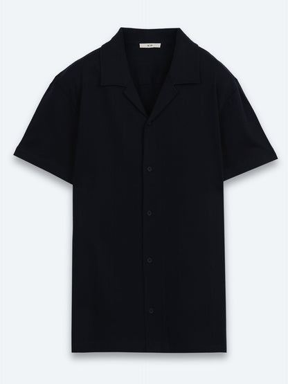 Marineblaue gestreifte Baumwollshirt