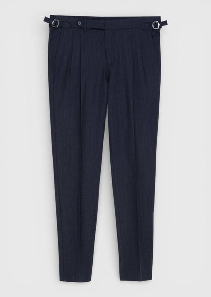 Marineblaue Karottenhose aus Wollmix
