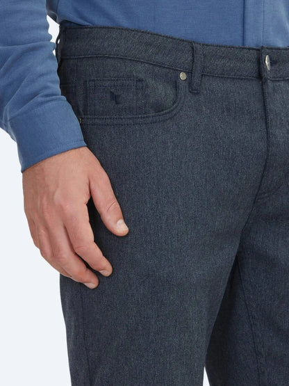 Marineblau Weben Regular Fit Freizeit Baumwollmischung Hose