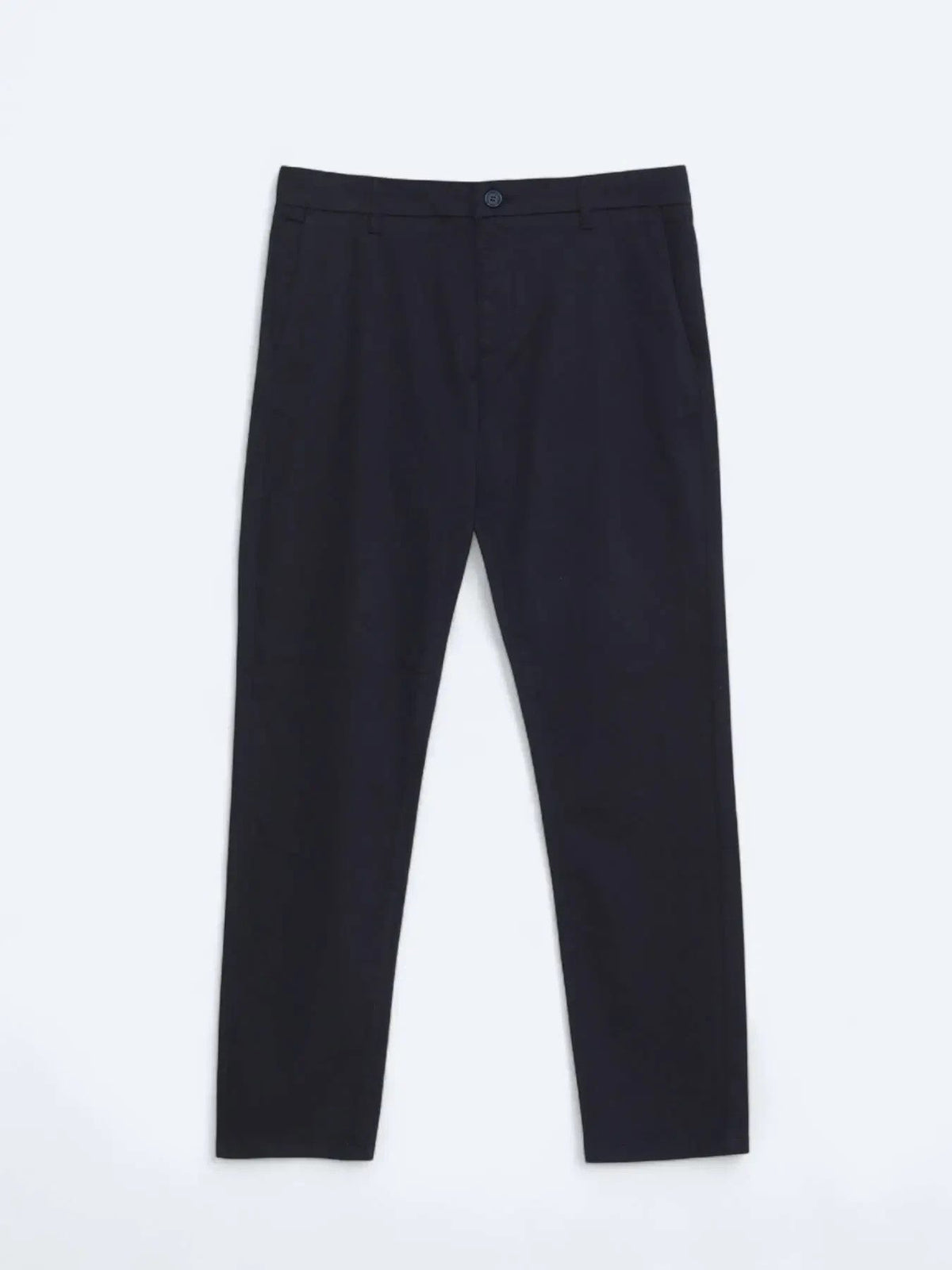 Marineblau Weben Regular Fit Freizeit Baumwollmischung Hose