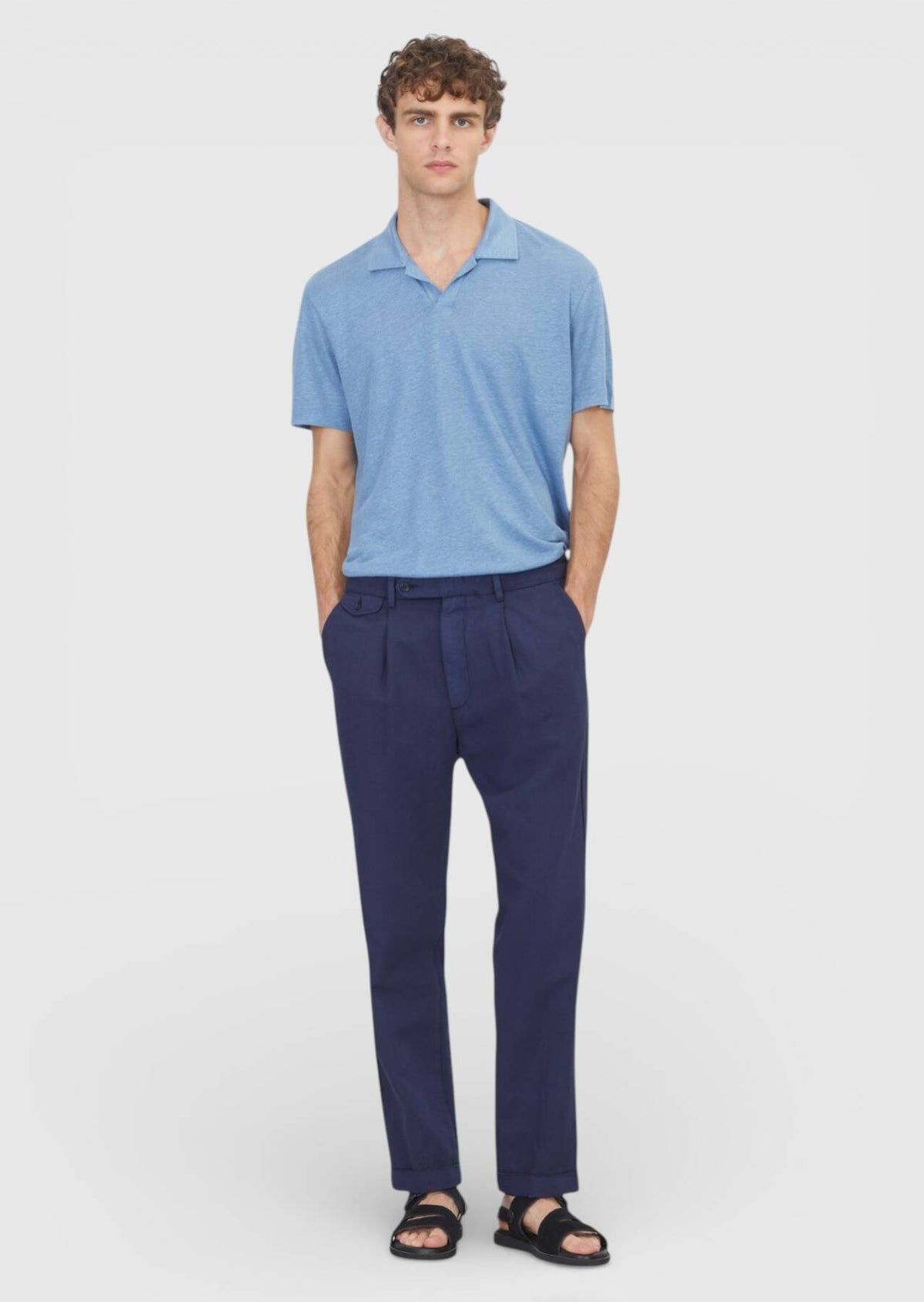 Marineblaue lockere Baumwollhose