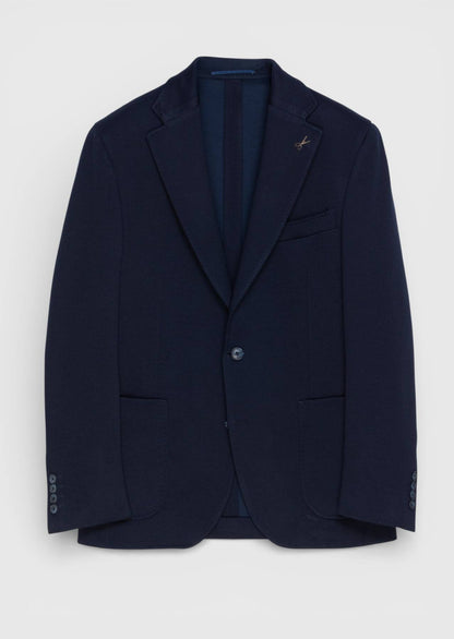 Marineblaue Wollmischjacke