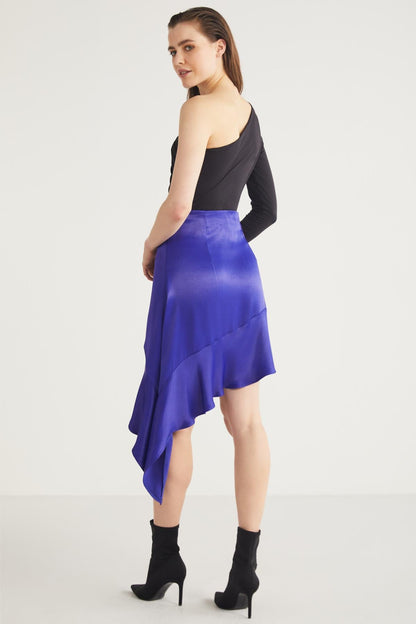 NELLIE Damen Asymmetrischer Satinrock