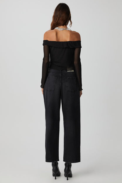 NERYS Damen Mesh Bardot-Bluse