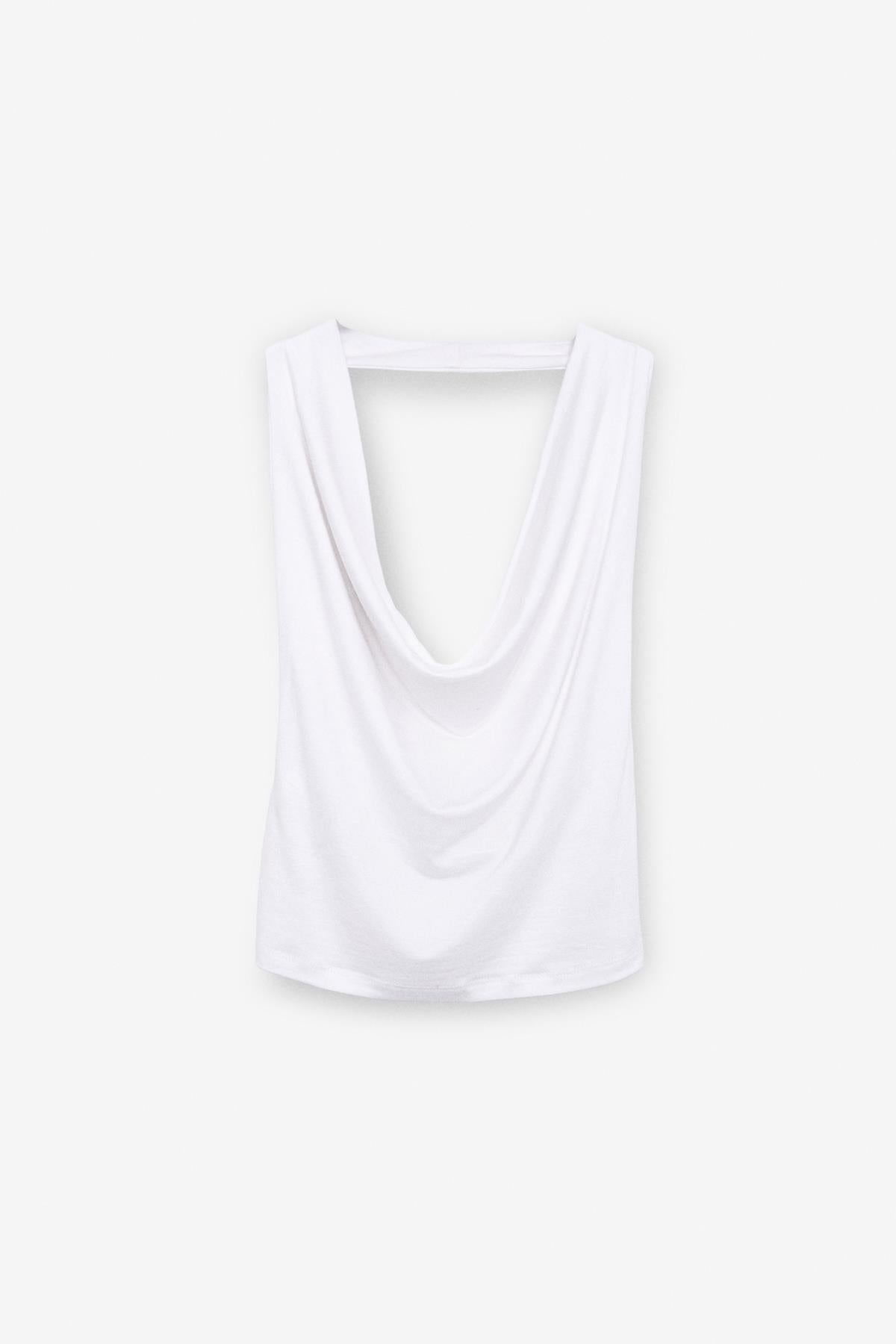 ETHIQUET NESLIVA Damen Neckholder Crop Bluse Weiß